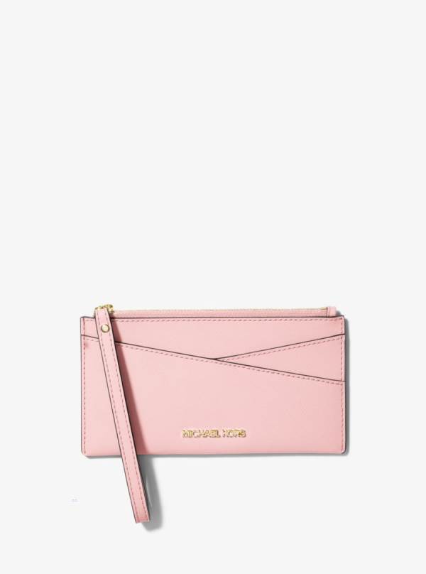 Damske Penazenky Michael Kors Jet Set Medium Saffiano Leather Crossover Wristlet Ruzove - Doplnky Michael Kors Outlet | KBSTY-4586